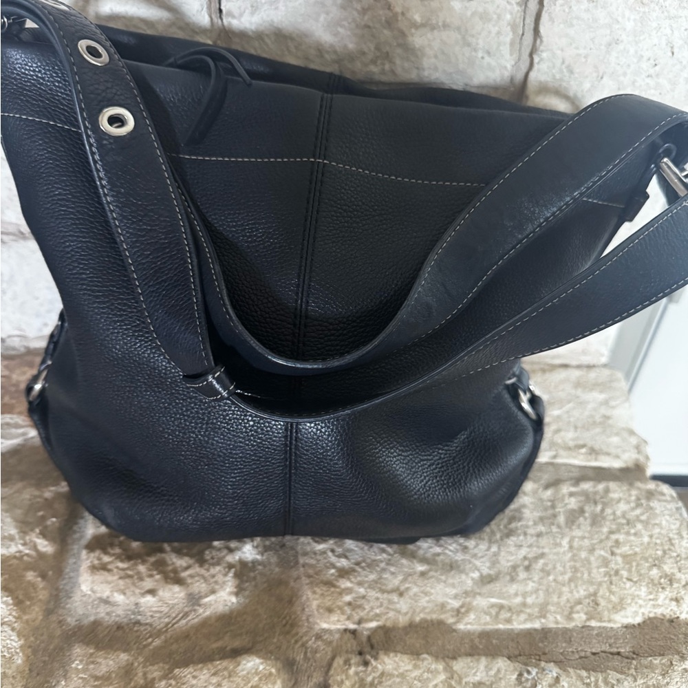 Coach Black Pebbled Leather Shoulder Bag